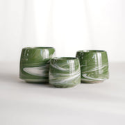 Cup 002 Green Stripe Glossy Glaze