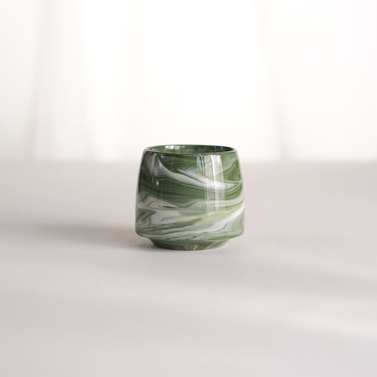 Cup 002 Green Stripe Glossy Glaze