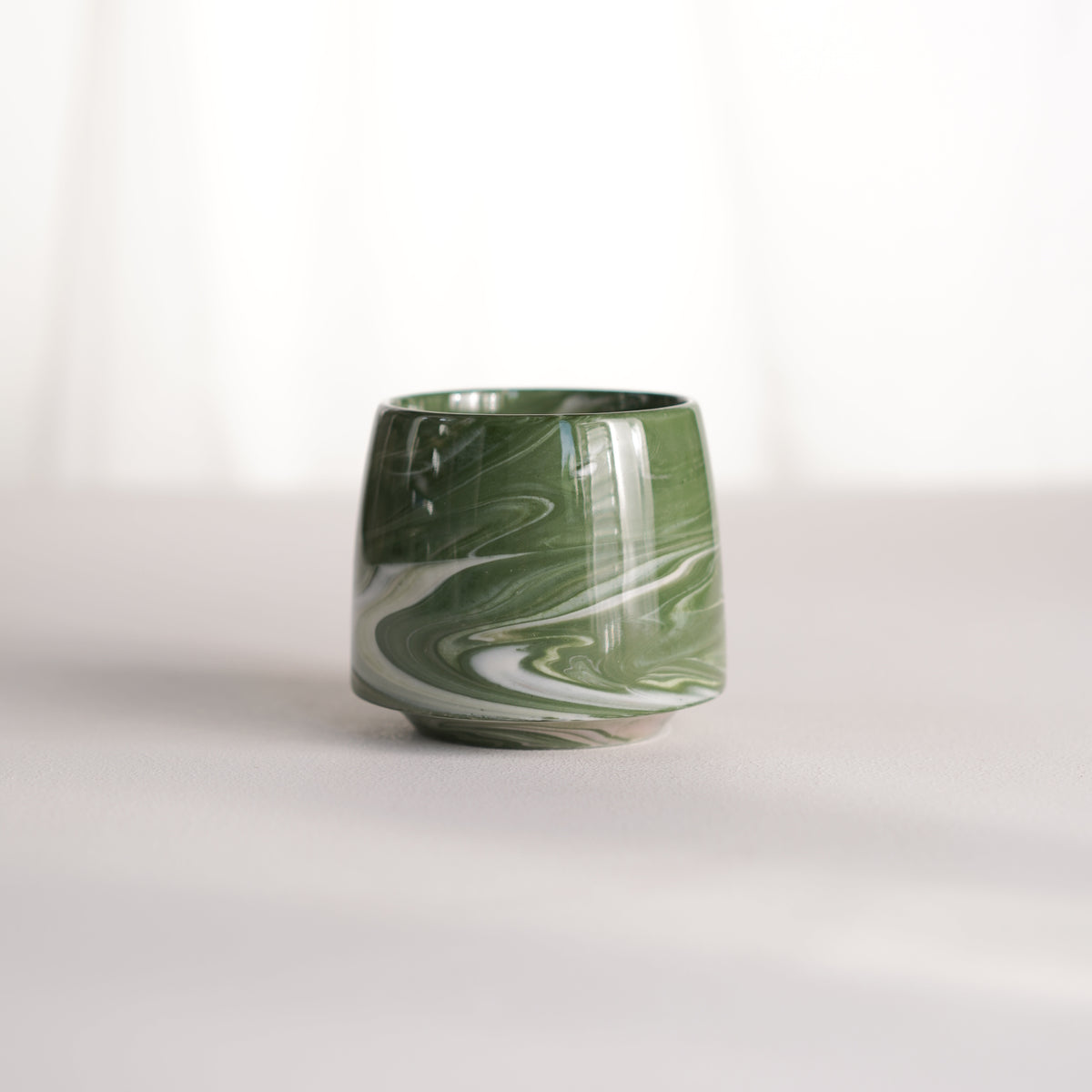 Cup 002 Green Stripe Glossy Glaze
