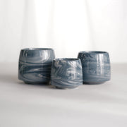 Cup 002 Blue Stripe Glossy Glaze