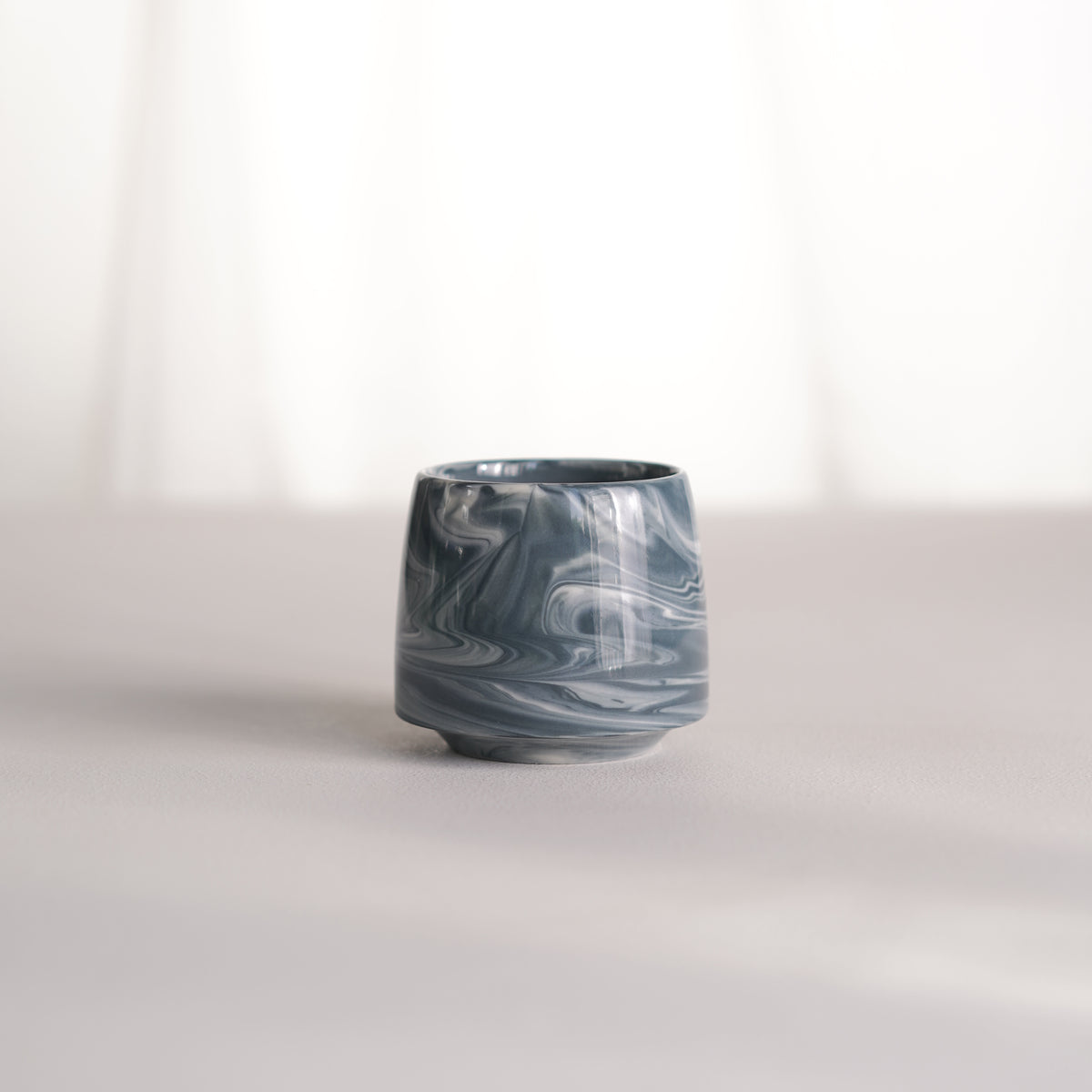 Cup 002 Blue Stripe Glossy Glaze