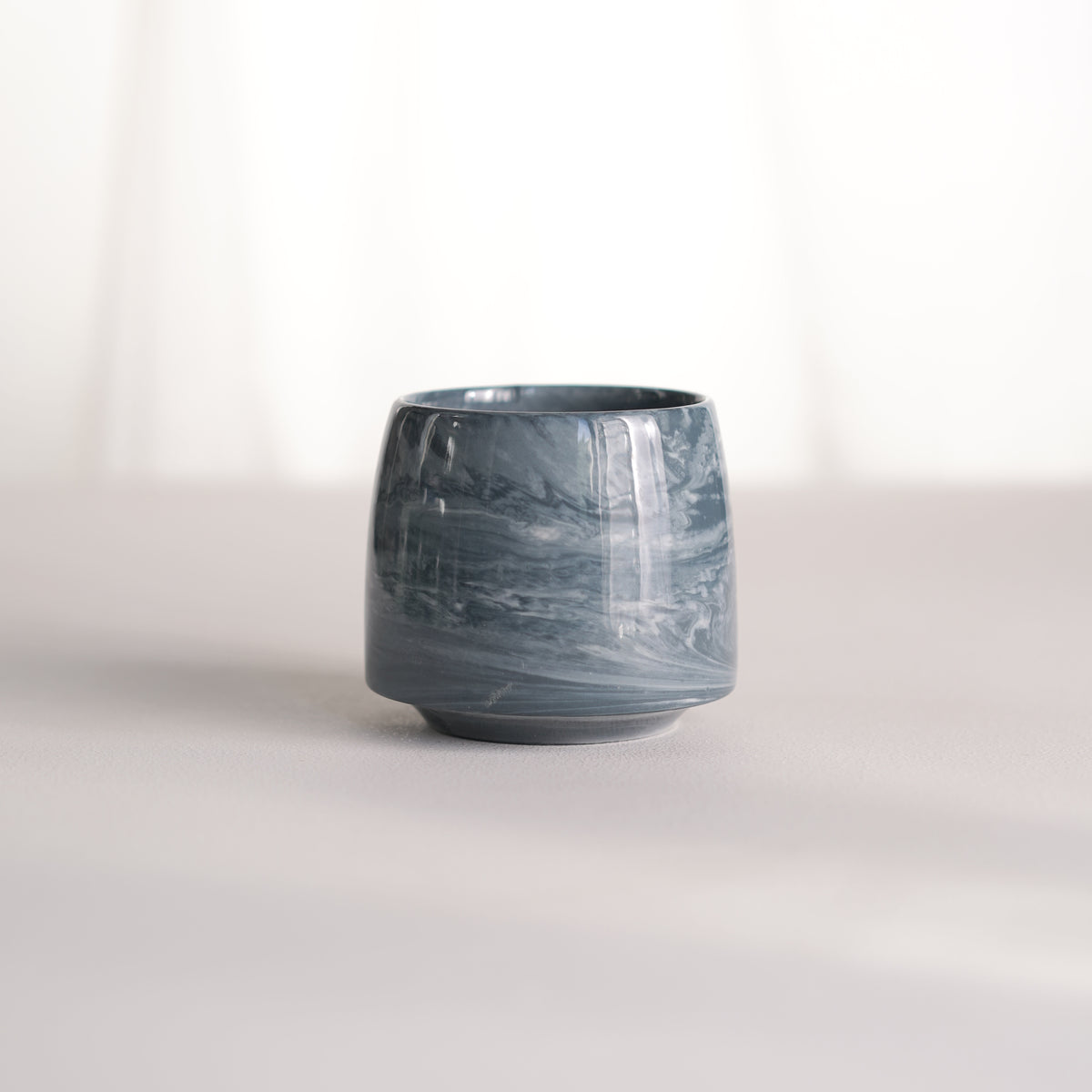 Cup 002 Blue Stripe Glossy Glaze