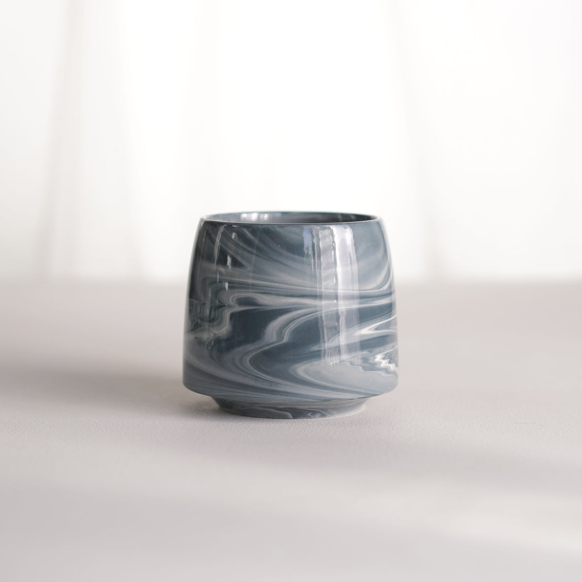 Cup 002 Blue Stripe Glossy Glaze