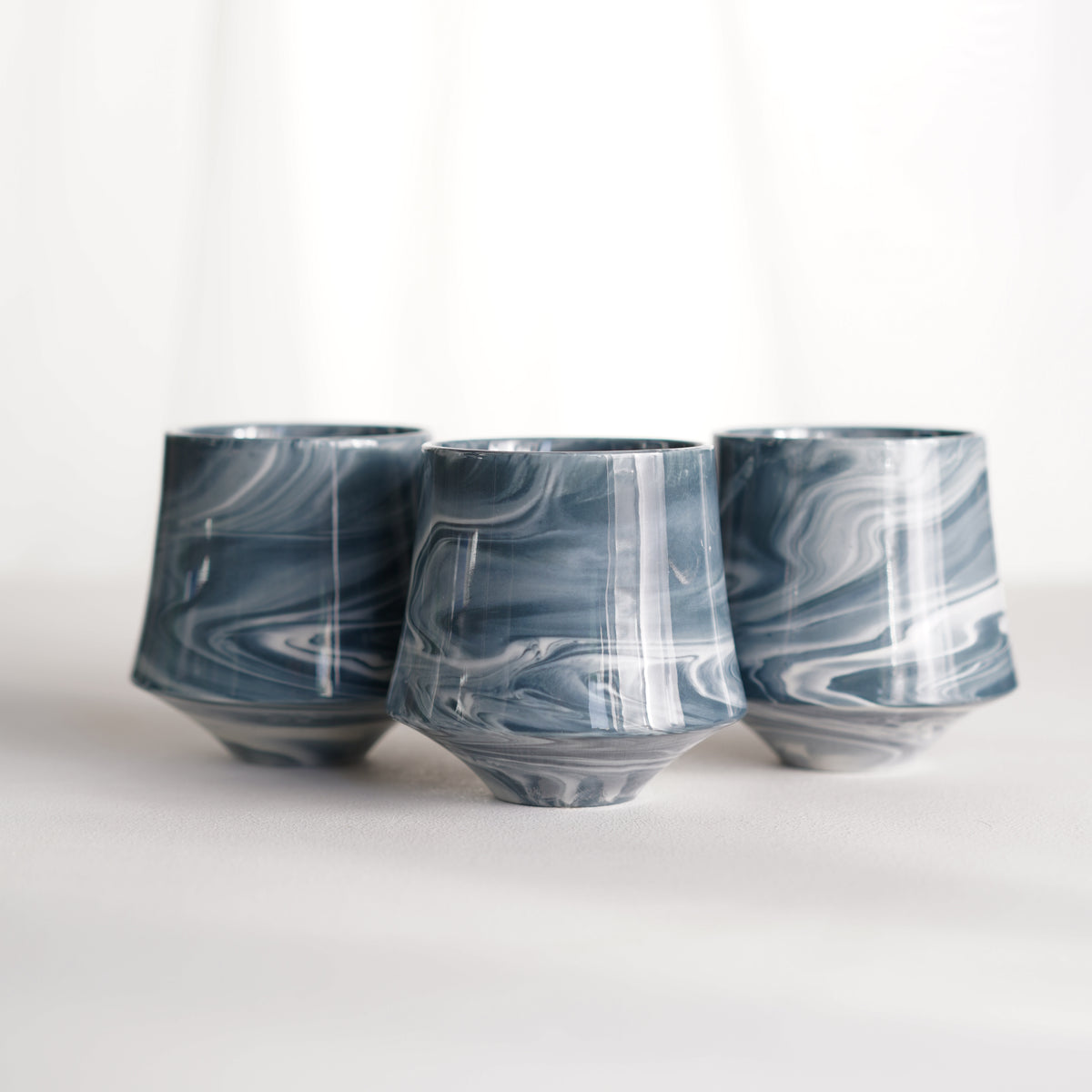 Cup 001S Blue stripe Glossy glaze