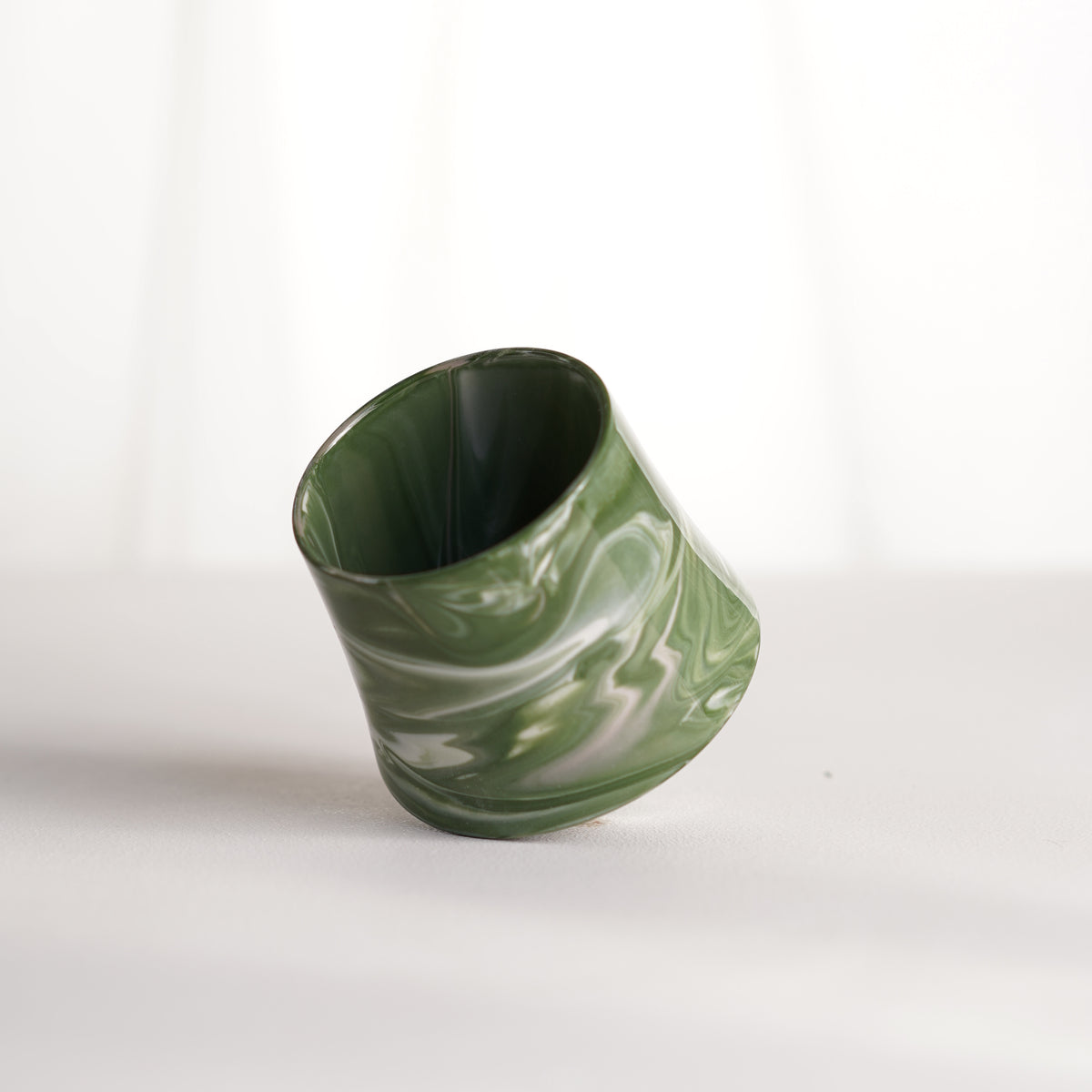 Cup 001S Green stripe Glossy glaze