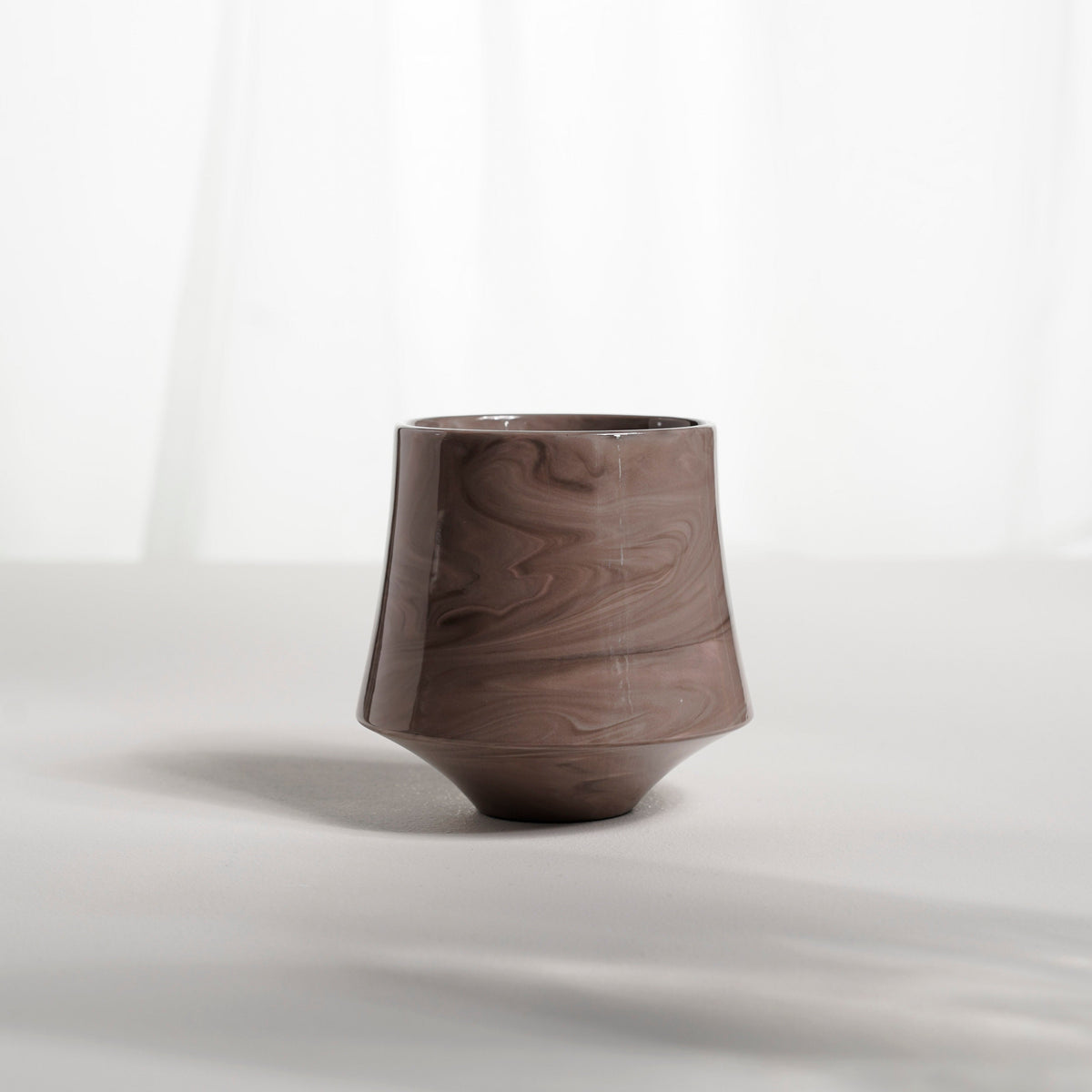Cup 001S Beige stripes Glossy glaze