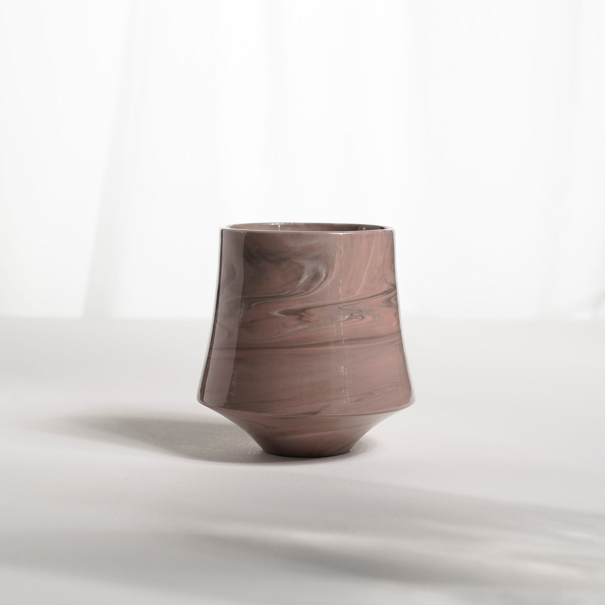 Cup 001M Beige stripes Glossy glaze