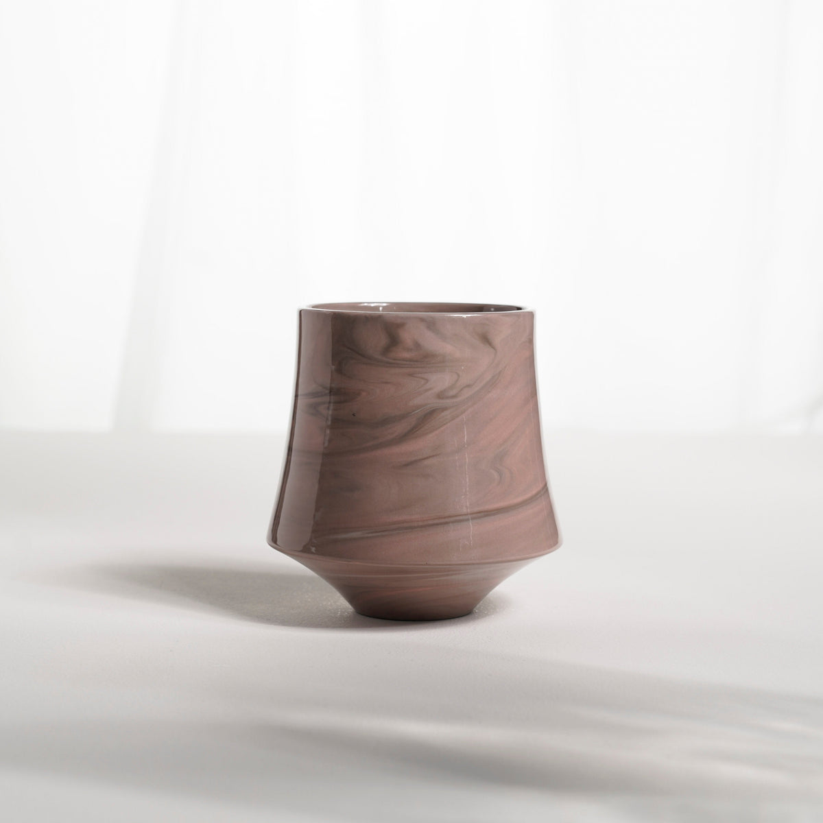 Cup 001M Beige stripes Glossy glaze