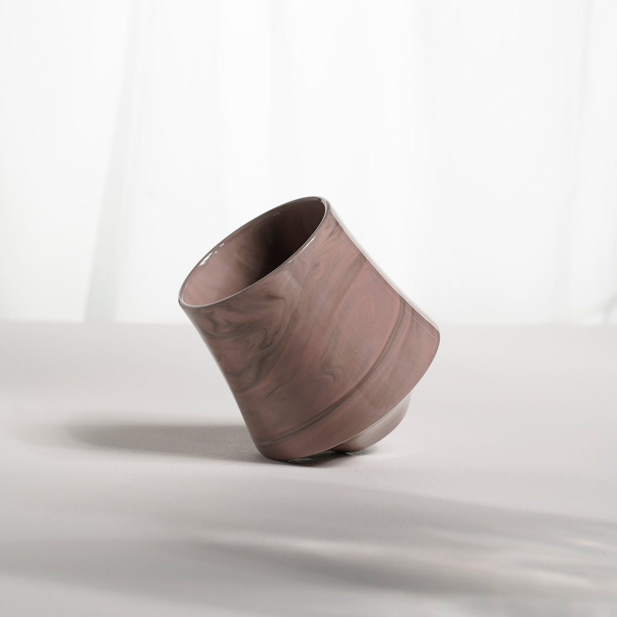 Cup 001M Beige stripes Glossy glaze