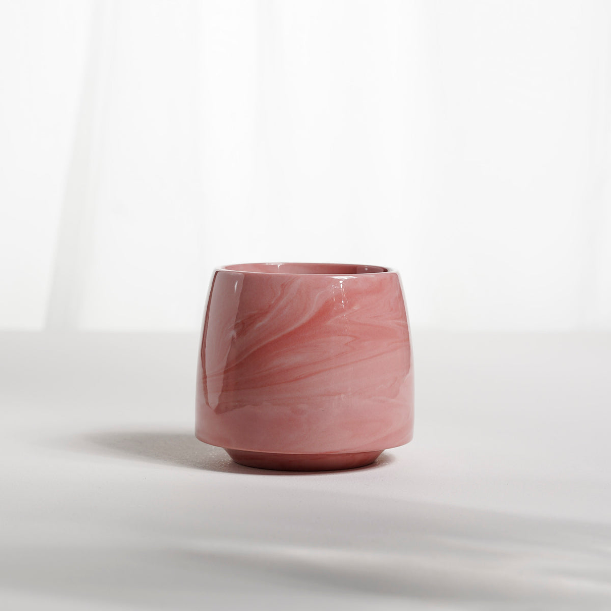 Cup 002S Pink stripes Glossy glaze