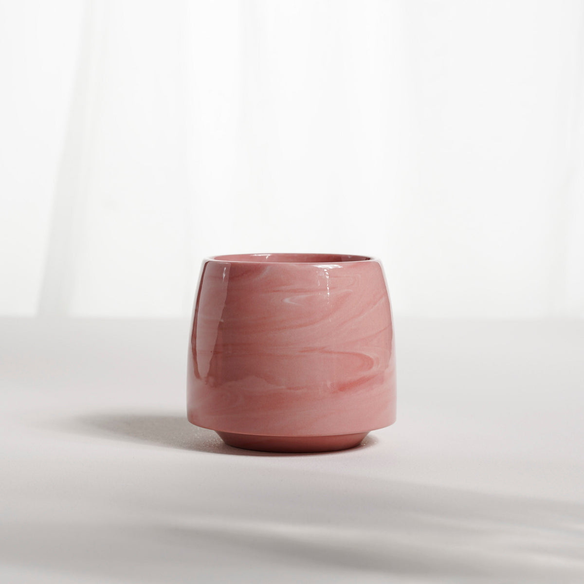 Cup 002S Pink stripes Glossy glaze