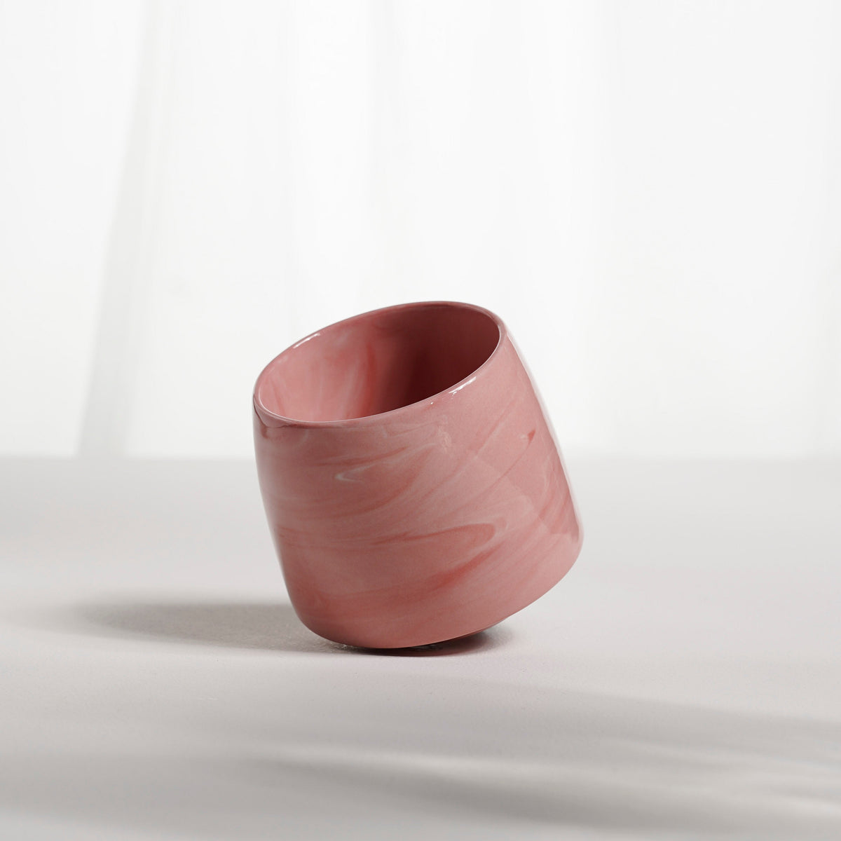 Cup 002S Pink stripes Glossy glaze