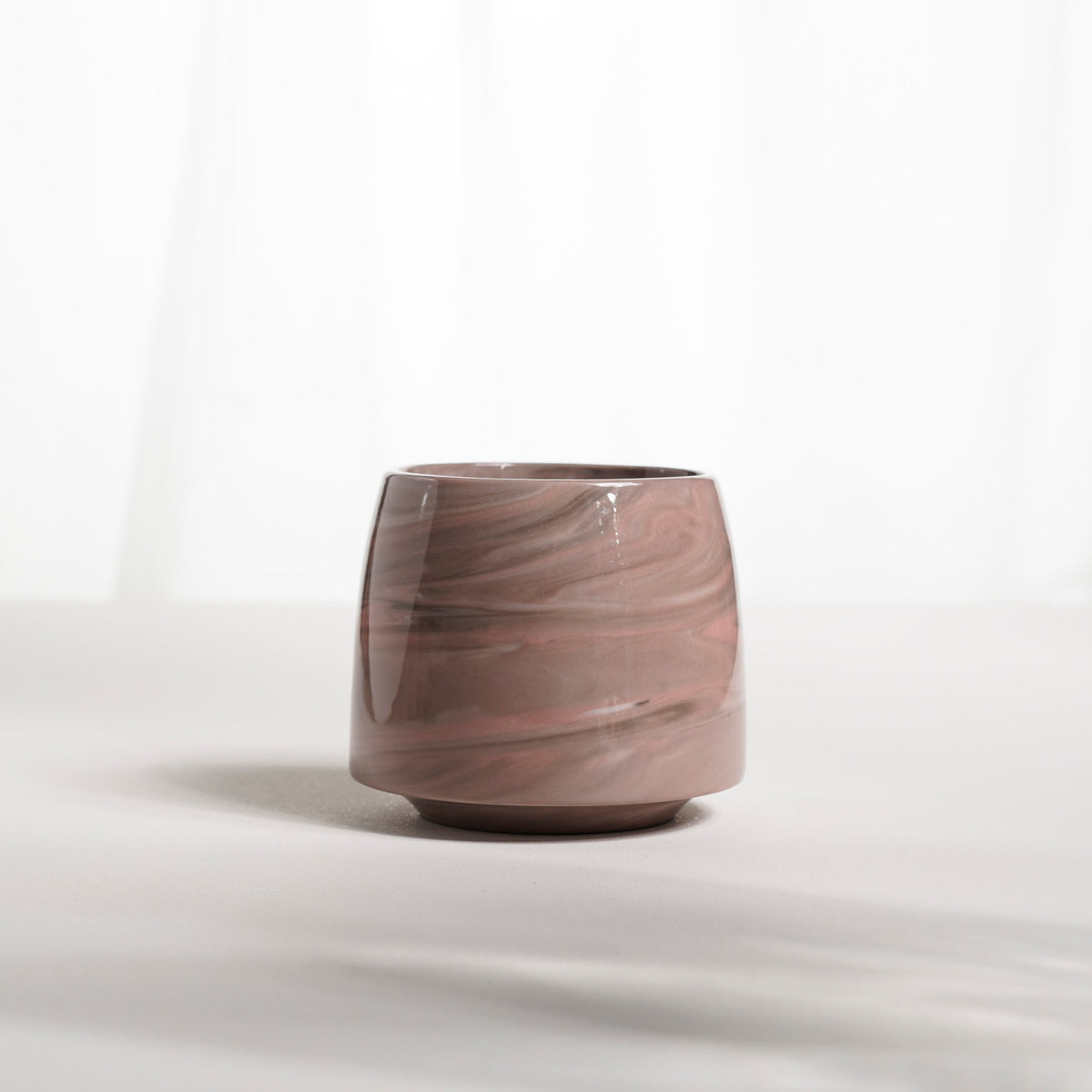 Cup 002M Beige stripes Glossy glaze