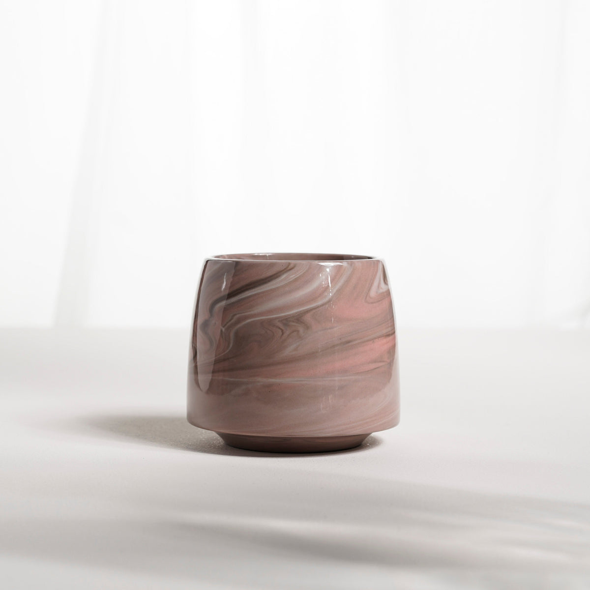 Cup 002M Beige stripes Glossy glaze