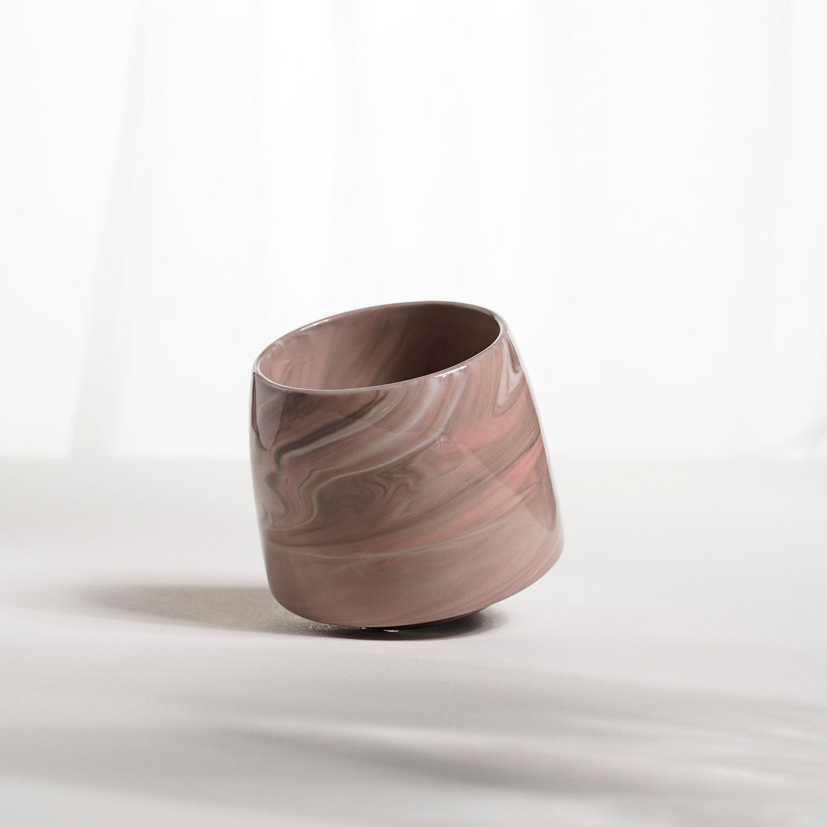 Cup 002M Beige stripes Glossy glaze