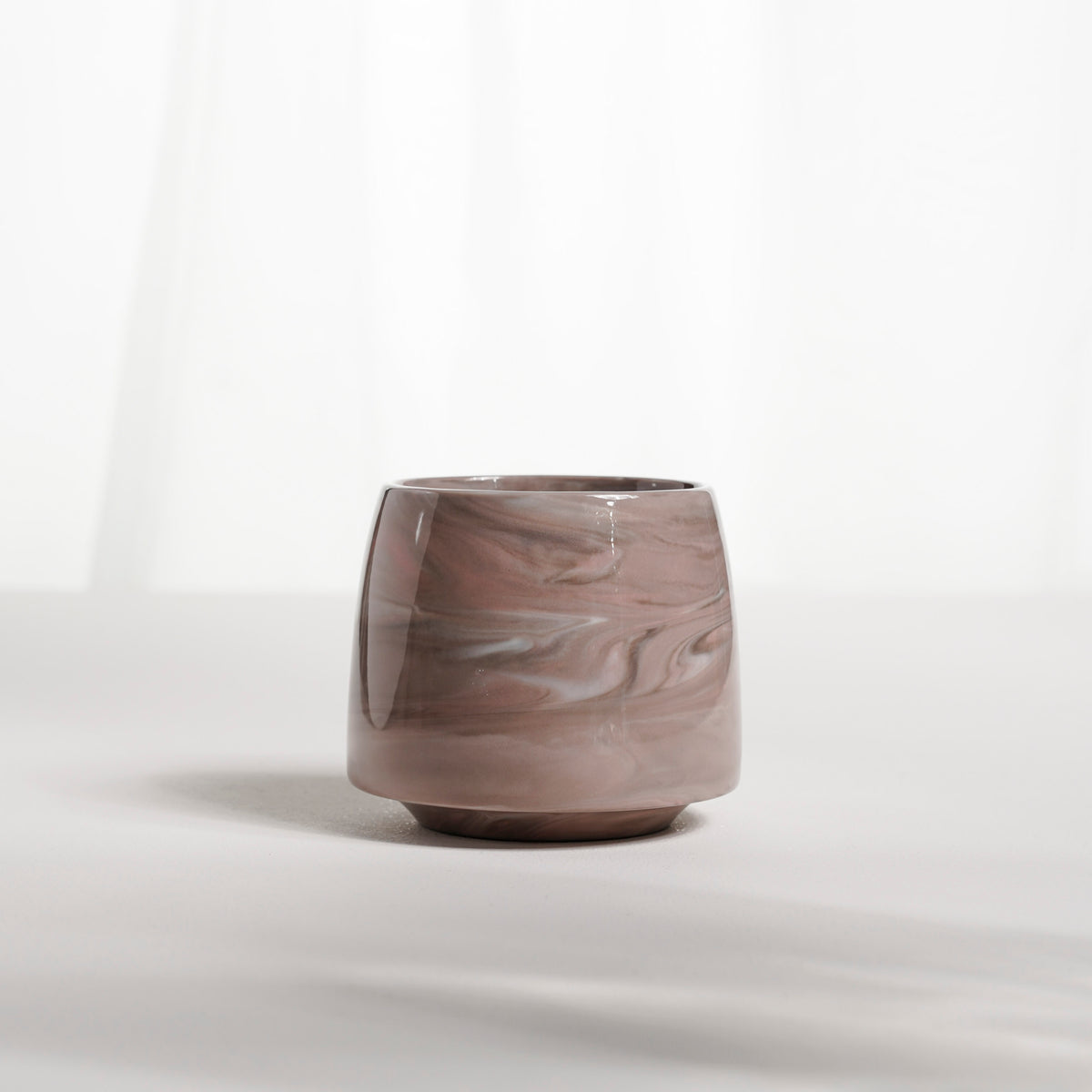 Cup 002S Beige stripes Glossy glaze