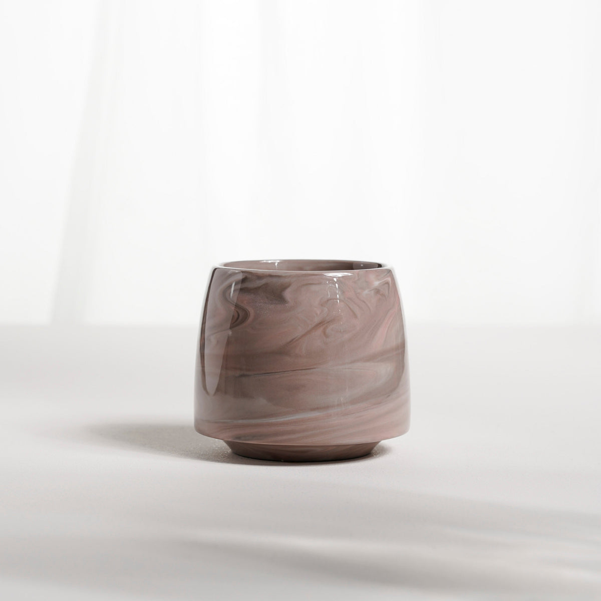 Cup 002S Beige stripes Glossy glaze