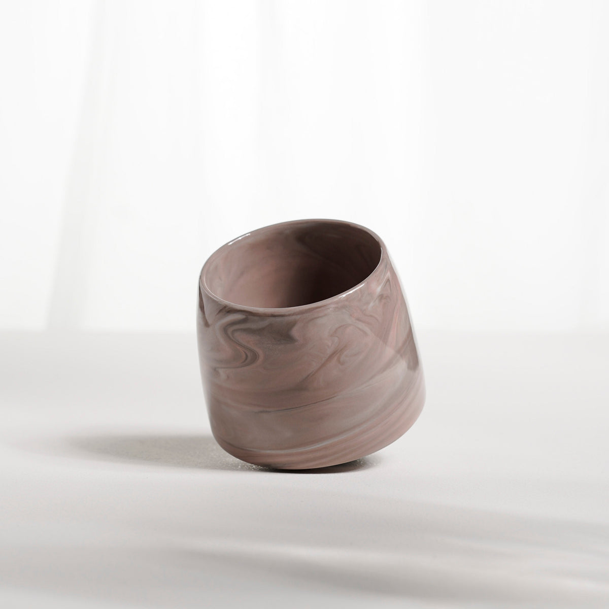 Cup 002S Beige stripes Glossy glaze