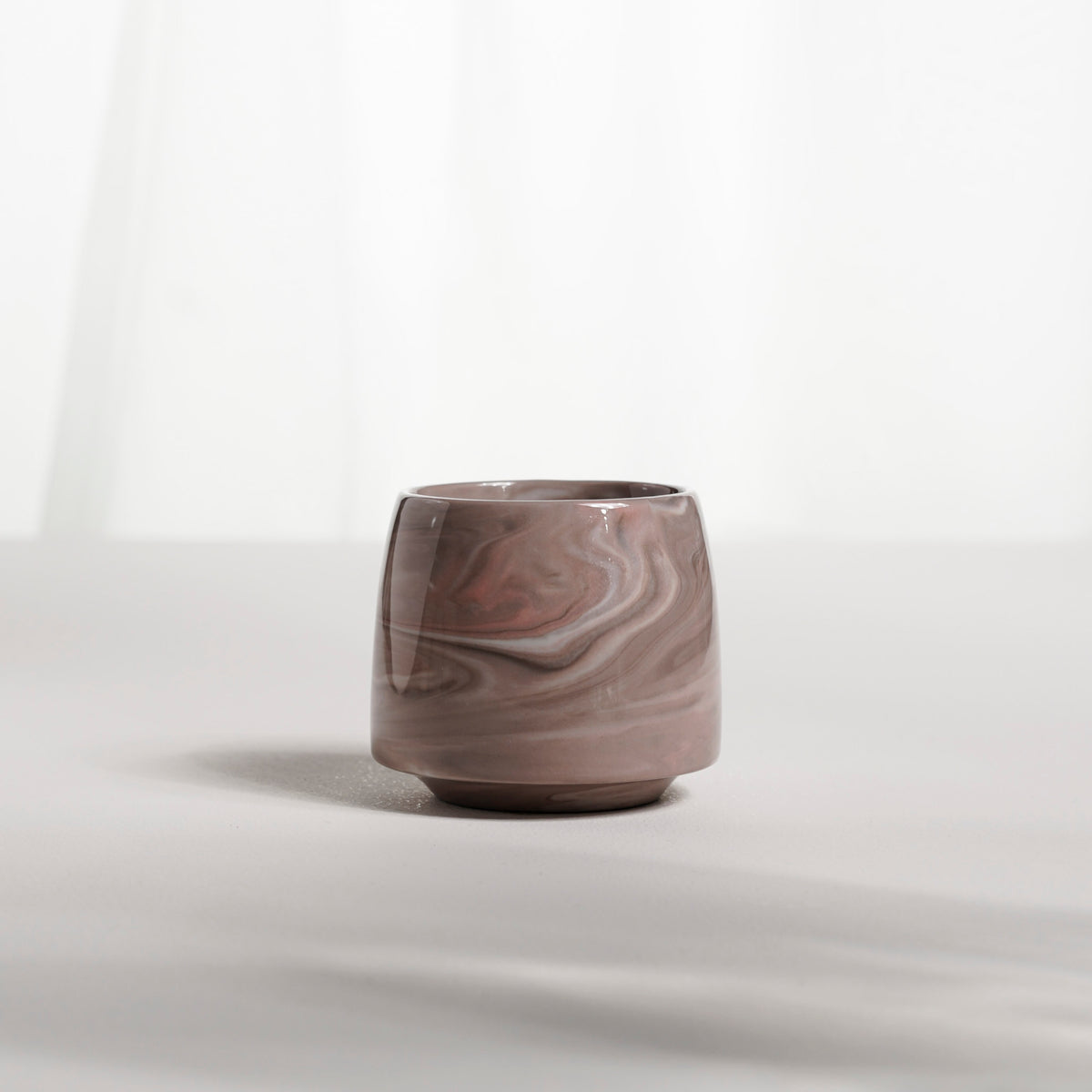 Cup 002XS Beige stripes Glossy glaze
