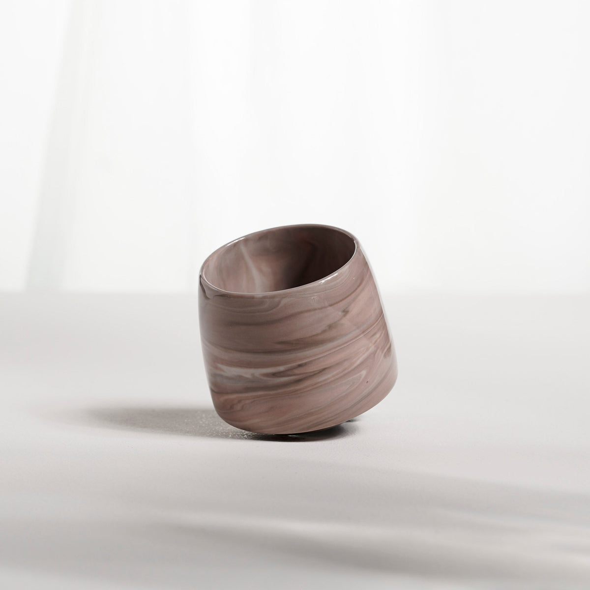 Cup 002XS Beige stripes Glossy glaze