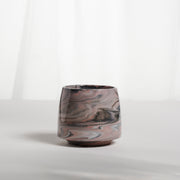Cup 002S Pink+Black stripes Glossy glaze
