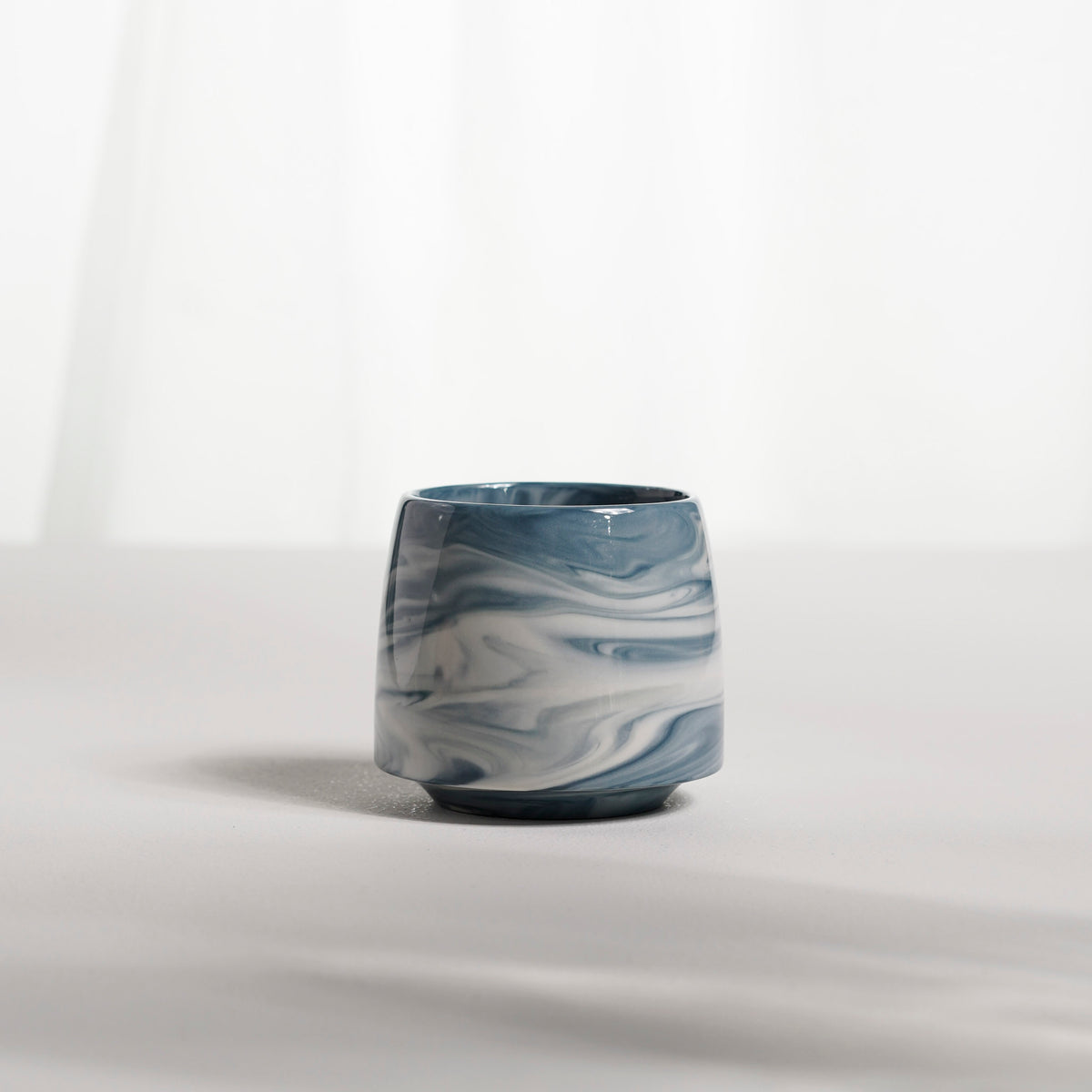 Cup 002XS Blue stripes Glossy glaze